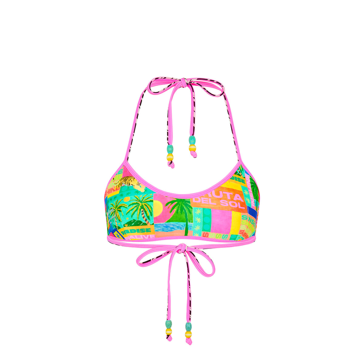 Kulani Kinis - Double Bind Crop Halter Bikini Top - Sun Honey