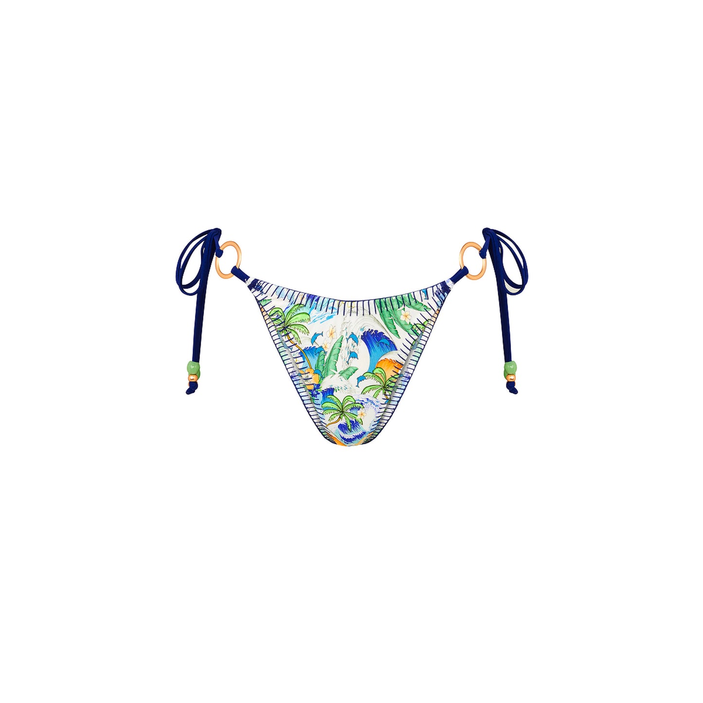 Kulani Kinis - Lace Stitch Ring Tie Bikini Bottom - Blue Crush