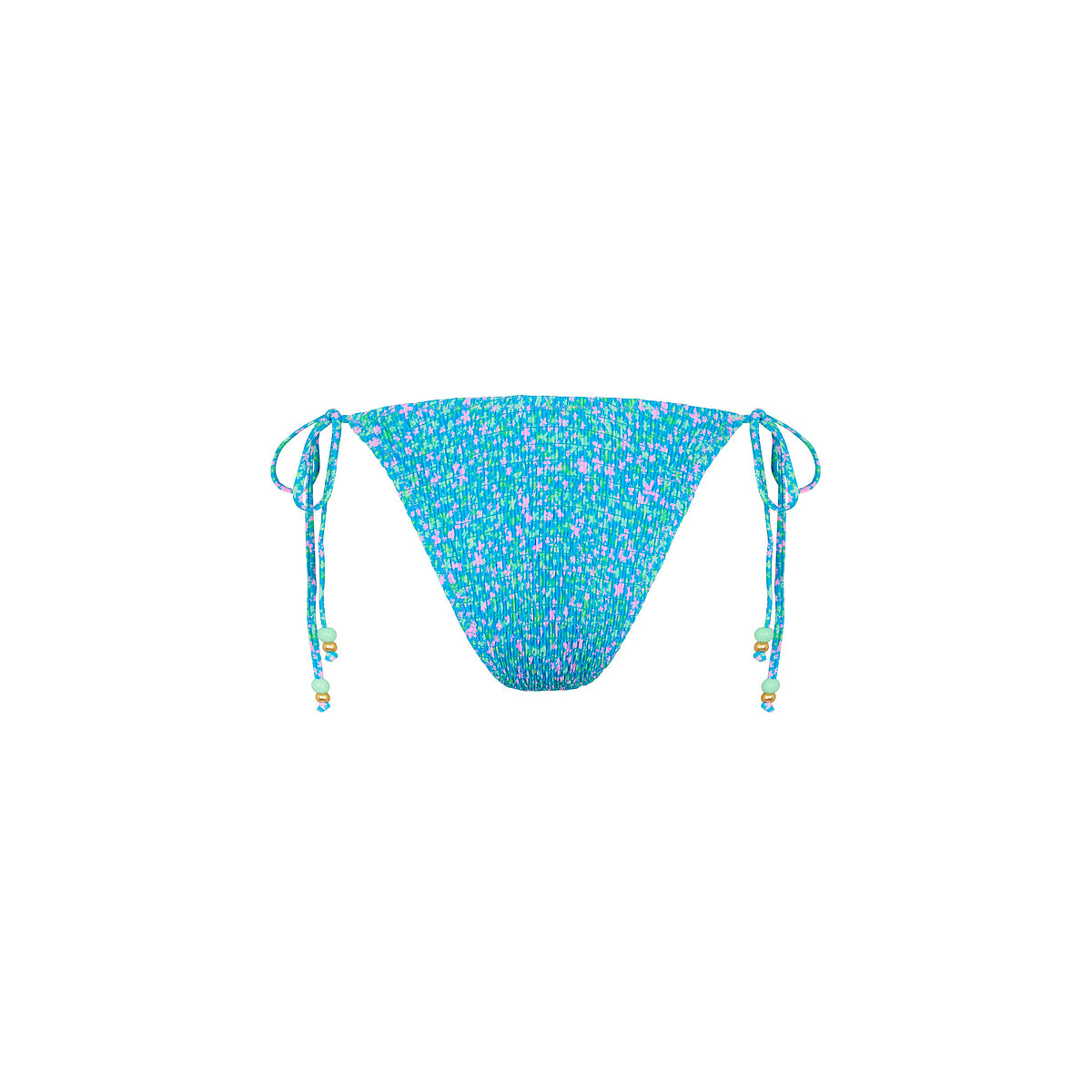 Kulani Kinis - Shirred Dipped Cheeky Tie Bikini Bottom - Ocean Kisses