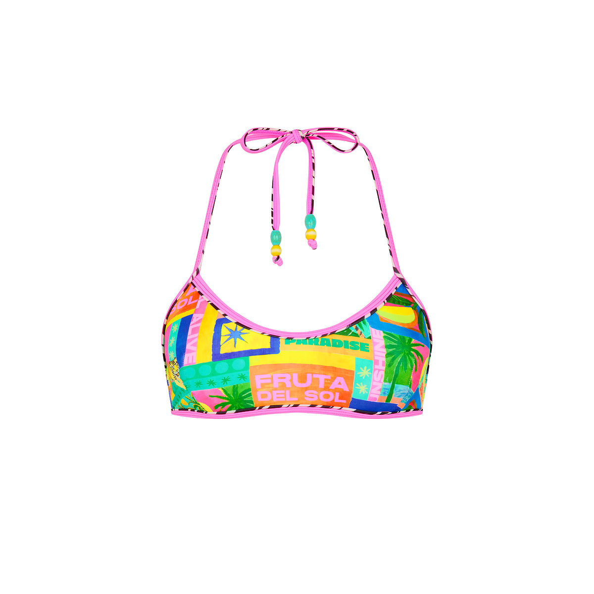 Kulani Kinis - Double Bind Crop Halter Bikini Top - Sun Honey