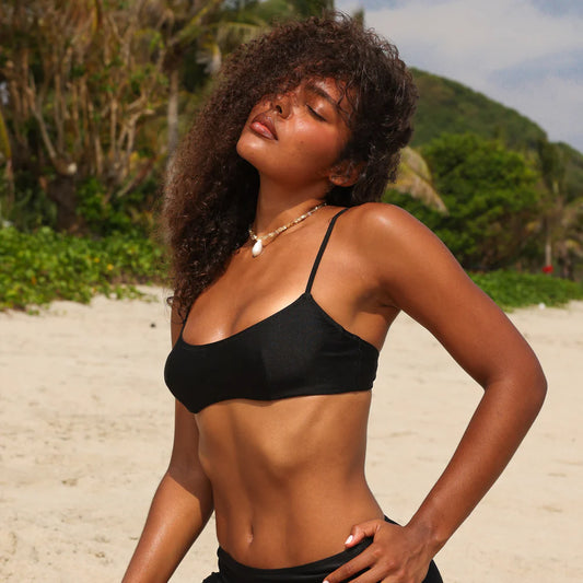 Kulani Kinis - Invisible Underwire Crop Bikini Top - Twilight Black