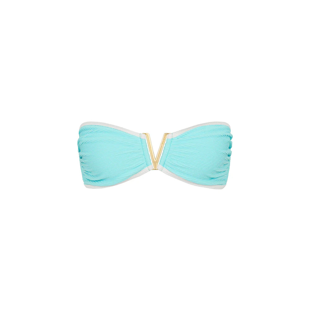 Kulani Kinis - Mega V Strapless Tie Bikini Top - Calypso Blue